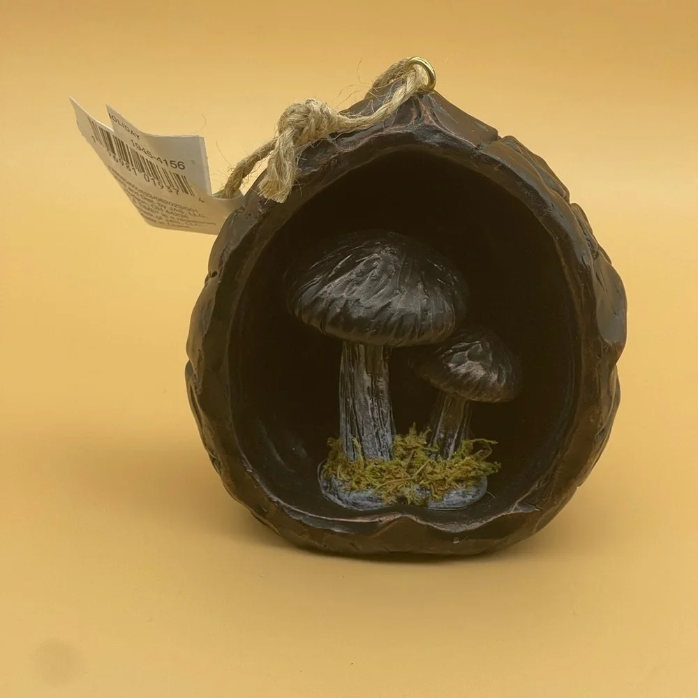 Bronze Mushrooms in Walnut Shell Ornament, NWT